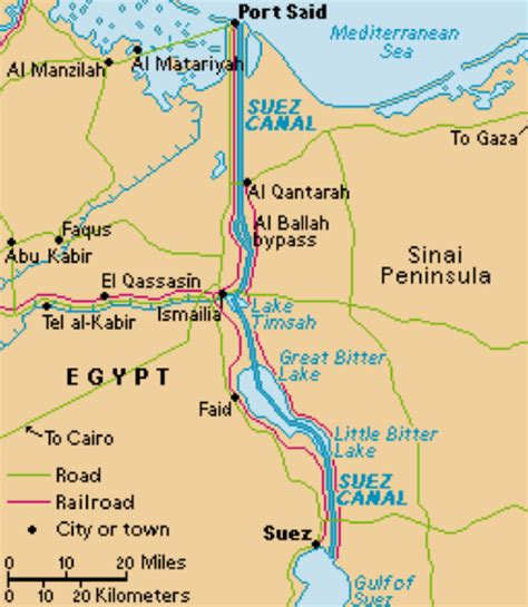 map of Suez Canal and surrounding countries